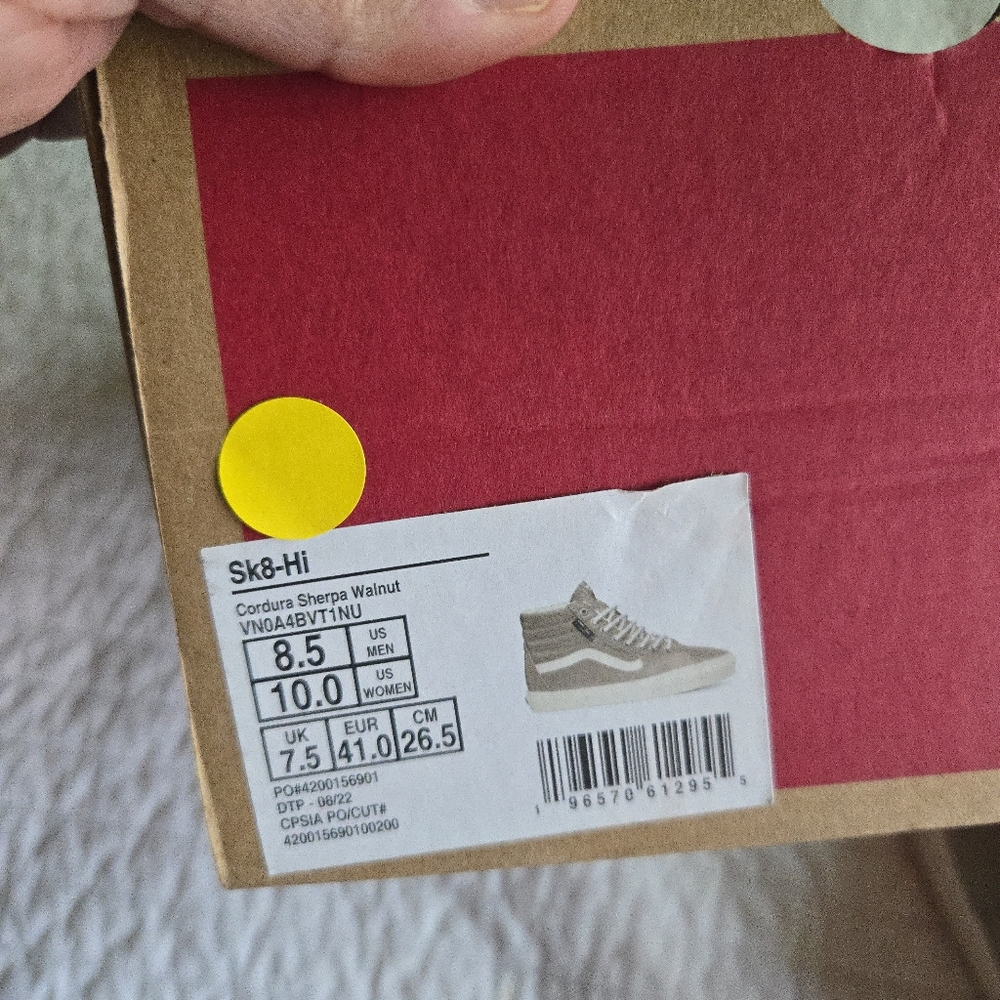 Vans Sk8 Hi Cordura Women Size 10 Tan And White High Top 012026 - Picture 9 of 9